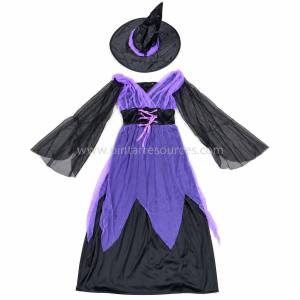 READY STOCK Cosplay Children Kids Purple Witch Halloween Costume Scary Horror Movie Character Fairy-tale Story Book Character