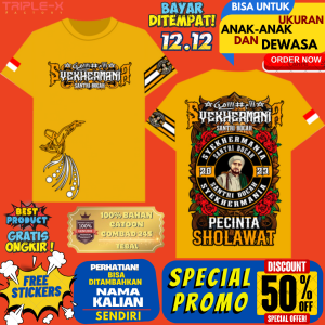KAOS SYEKHERMANIA(SANTRI BOCAH)LENGAN PENDEK UKURAN ANAK DAN DEWASA"FREE STIKER