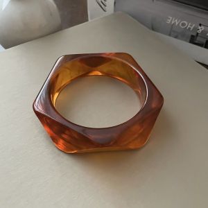 PYA94 Bohemian Vintage Resin Bangle Smudging Europe American Style Irregular Wide Bracelet Temperament Minority Design Retro Hand Ring Women