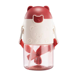 Botol Minum Anak Lucu Animasi Kartun Include Sedotan & Tali Panjang Kapasitas 470ml YQ 0107 BPA free