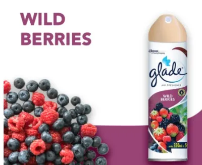 Glade Multi-Pack Air Freshener Spray Ocean Escape/Wild Lavender/Peony & Berry Bliss/Fresh Berries/5-in-1 Freshness/Orange Home & Car Deodorizer 350ml