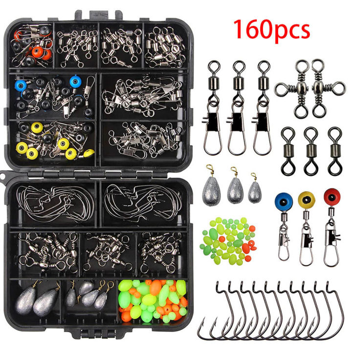 Fishing Tackles Set Hooks Beads Sinkers Weight Swivels Snaps