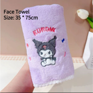【READY-STOCK】3 in 1 Cute Sanrio Kuromi My Melody Cinnamoroll Coral Velvet Bath Towel Dry Hair Cap Face Towel 三丽鸥毛巾浴巾洗脸 Tuala Mandi Beludru Karang Kuromi My Melody Cinnamoroll dan Topi Kering Rambut - Brush
