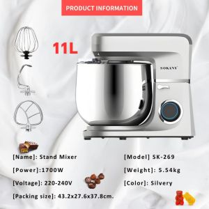 เครื่องผสมแป้งไฟฟ้าแถมหัวตี 3ใบ ตีไข่ ตีแป้ง ตีวิปครีม ผสมอาหาร นวดแป้ง ปรับความเร็วได้ 7ระดับ 11 ลิตร รุ่น SK-269 ปรับได้ 6 ระดับ ถ้วยขนาดใหญ่