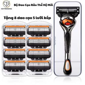Bộ Dao Cạo Râu Thế Hệ Mới Tặng 8 Dao Cạo 5 Lưỡi Kép