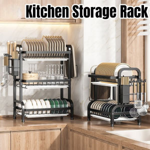 2/3 Tiers Dish Rack Drainer Kitchen Storage Rack Bowl Dish Countertop Drain Rack Household Kitchenware Holder