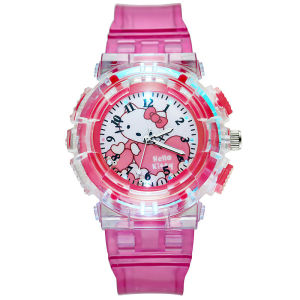 Hello Kitty Watch for Kids Girls Transparent Luminous Digital Watch Cute 3D Cartoon Kids Watch Plastic Wrist Watch For Kids Boys Girls Gifts