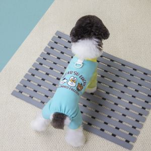 PWD0442 Comfortable Dog Four Legged Clothing with D Ring Cartoon Bear Pattern Dog Anti Shedding Jumpsuit Fashion Soft Pet Warm Overalls For Dogs Puppy