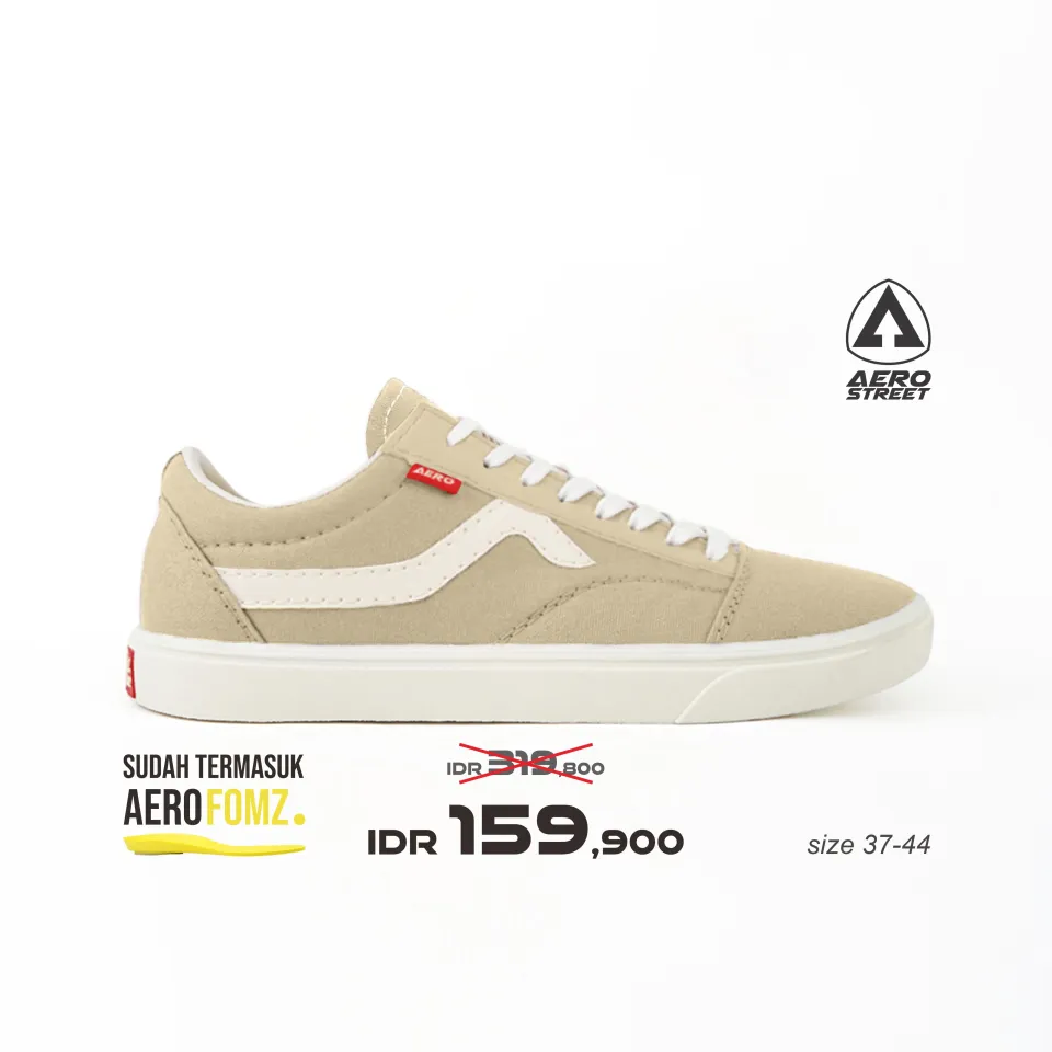 Aerostreet 37-44 Massive Low Natural Krem Krem Sepatu Sneakers