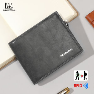 LouisWill Mens Wallet RFID Blocking Protection Cash Slot Simple Short Wallet Soft PU Business Wallet Retro Wallet Multi-Card Position Wallets Travel Purses Coin Wallet