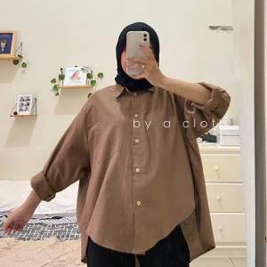 Kemeja Wanita Linen Olivia Oversize bahan Linen Nyaman asli