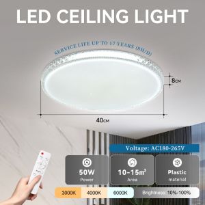 Dimmable Ceiling Light 3color LED Bedroom Lamp with Remote Contro Kitchen Living Room Decor Lighting