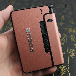 FOCUS Travel Cigarett Case Hold Lighter and 10PCS Cigarettee Plastic Metal Cigaretter Storage Box Tobaco Holder Accessories