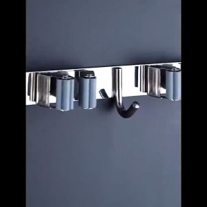 304 Stainless Steel Mop Holder Wall Mounted Broom Holder Hooks Bathroom Kitchen Laundry Organizer Rack