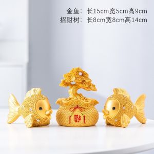 Eyre 3pcs/set Ikan Tahunan Ornamen gaya Eropa dekorasi rumah kreatif dekorasi rumah ruang tamu lemari anggur lemari TV ornamen pindah rumah hadiah rumah baru