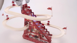 Electric Climbing Stair Santa Claus Musical Toy Cute Climbing Ladder Slide Track Toy Christmas Home Decor Desk Ornament