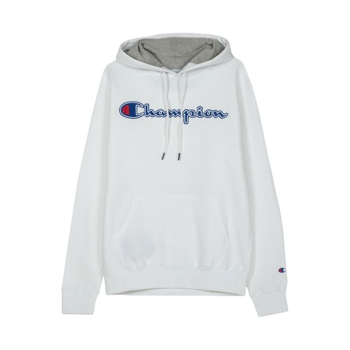 Champion Men's Sweatshirt Patch Cursive Logo Solid Padded