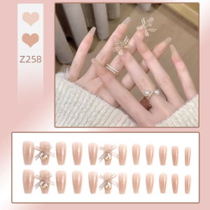 เล็บปลอม 258 เล็บปลอมสำเร็จรูป เล็บปลอมยาว กันน้ำ หลากหลายสไตล์ กล่องละ 24 ชิ้น