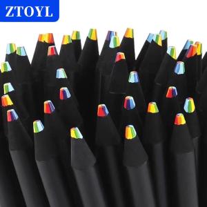 [COD]🔥🔥🔥ZTOYL 1Pc 7 Colors Gradient Rainbow Pencils Jumbo-Colored Pencils Multicolored Pencils for Art Drawing Coloring Sketching Random