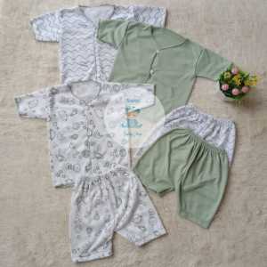 New Promo 3 Setel Baju Bayi Baru Lahir Tangan Pendek Usia 0 - 4 Bulan