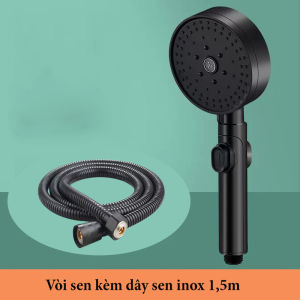 Bộ vòi sen tay sen tắm mặt xoay 7 chế độ nước phun sương Màu Đen sang trọng