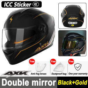 【ICC Sticker】AXK Original Helmet for motorcycle Helmet Full Face Dual Visor ABS protective material HD Anti-Glare Motorcycle Helmet Double Sun Visor Medium Full Face Sunscreen Men and Women Riding Helmet