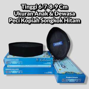 PECI HITAM SONGKOK TINGGI 6 CM 7 CM 8 CM 9 CM MURAH BISA COD - PECI HITAM POLOS - KOPIAH HITAM POLOS - KOPIAH SHOLAT PRIA LAKI LAKI PECI IDAMAN