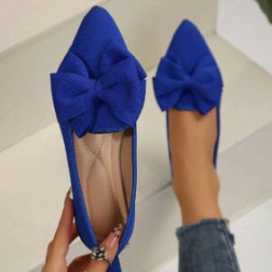 Free Shipping Plus-Size Lightweight Soft-Soled Loafers For Women Autumn New Style Pointed-Toe With Bow Slimming Effect