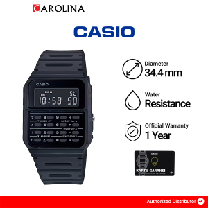 Jam Tangan Pria Casio General CA-53WF-1B Quartz Watch Data Bank Digital Dial Black Resin Band