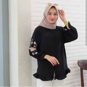 BAJU ATASAN WANITA FLORIS TUNIK BORDIR MOTIF BUNGA MODEL TERBARU