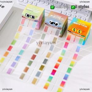 [COD] yixiayun 128Sheets box Drawer-style Pull-out Pearlescent Paper Sticky Transparent Colorful Marking Notes Memo Pad Note Marking Supplies
