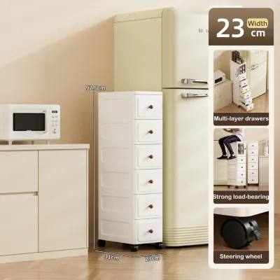 Doing Mall L23cm Foldable Narrow Storage Cabinet With Door Slim Plastic Kitchen Cabinet Moving Rack 夾縫收納櫃