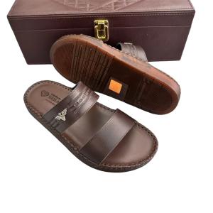 Dép nam da bò thật đẹp kiểu dáng quai ngang thời thượng sang trọng đế doctor đúc nguyên khối - D868