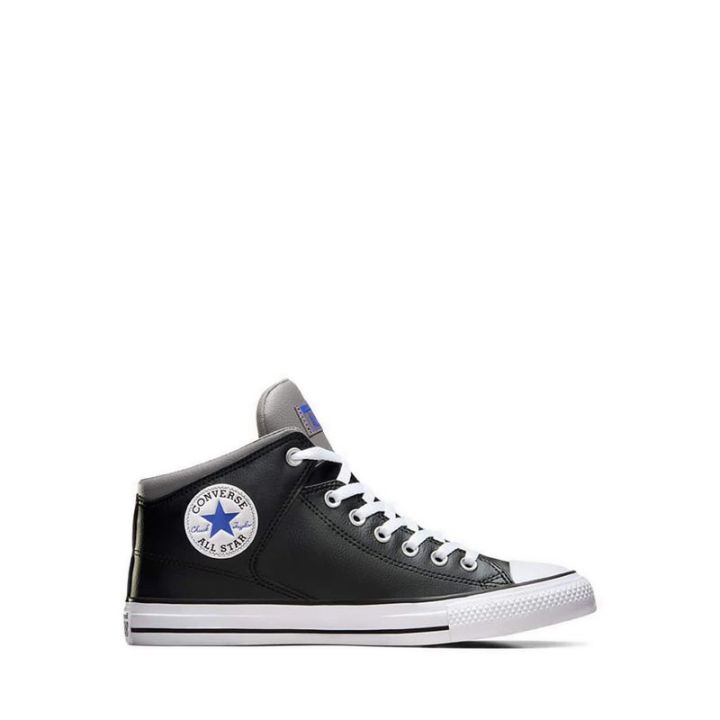 Converse blue leather on sale shoes