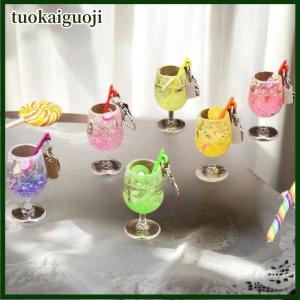 tuokaiguoji Luminous Plastic Simulation Lemon Slice High Footed Cup Keychain Colored Straw Beverage Cup Decoration