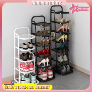 Simple Shoe Rack 3/5/7 Layers Indoor Multi-layer Small Narrow Shoe Rack with Umbrella Storage Rack Iron Organising Shelf