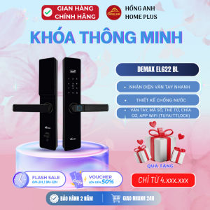 Khóa cửa vân tay Demax EL622 BL chính hãng app wifi tuya ttlock chống nước công nghệ Đức cao cấp