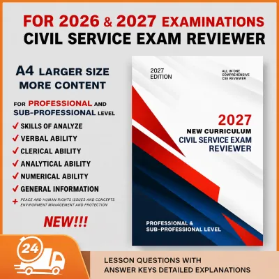 Civil Service Reviewer 2027 Edition Professional level Sub-professional level CSE Reviewer Course Lectures + Practice Test Questions with Answer Keys & Explanations