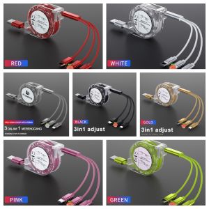Crystal transparent expansion 1M 3-in-1 universal portable data cable 3A fast charging micro cable charger Business gift