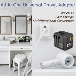 Universal Travel Adapter With USB PD Ports Fast Charging All In One International Power Charger