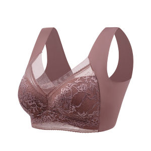 Lizida Traceless Ice Silk Womens Bra L-6L Push Up Anti-Sag All-In-One Fixed Cup Tank Top Underwear