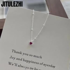 925 Sterling Silver Necklace Pendant For Women Jewelry Love Necklace SmallRed Heart Pendant Simple Heart Shaped Collar