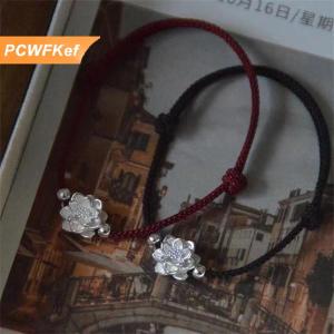 【PCWFKef】 Trung Quốc Phong Cách Tay Bện Hoa Sen May Mắn Bangles Cho Phụ Nữ Người Đàn Ông Đơn Giản Tinh Tế Có Thể Điều Chỉnh Vòng Đeo Tay Trang Sức Phụ Kiện Quà Tặng