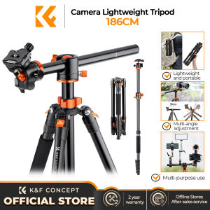 K&F CONCEPT 186cm Camera Tripod with Transverse Center Column Detachable Monopod 10kg/22lbs Load Capacity with 360 Degree Ball Head T254A3+BH-28L