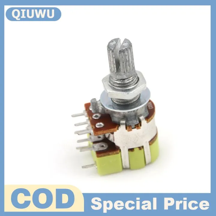 QIUWU B50K 50K Dual Linear Taper Volume Control Switches Potentiometer ...