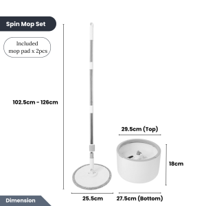 Easyhome.sg Premium Spin Mop with Automatic Wash & Dry | 360° Rotating Handle | Water Separation System