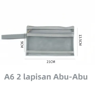 Tempat Pensil & Pouch Makeup Transparan Jaring [Kemasan Per Item] - Organizer 2 in 1 Besar untuk Sekolah/Kantor