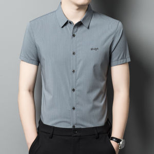 [ Summer New ][ Summer New ] Seamless Shirt Mens Long-Sleeved Summer New Quality Draping Business Casual Mens Ice Silk Shirt Formal Wear [ Ultra-Thin Sweat-Permeable ][ Ultra-Thin Sweat-Permeable ]