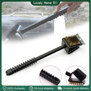 3 in 1 Barbecue Grill Brush Copper Wire Bristles Long Handle Barbecue Cleaner Shovel BBQ Tool