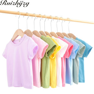 Ruizhijzg Kids Girl Boy Tshirt Plain Color Summer Short Sleeve Round Neck Cotton Top